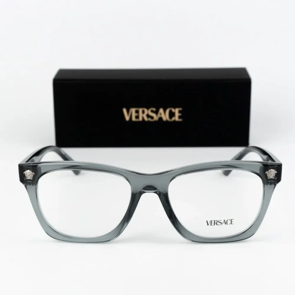 NEW Versace VE3363U 5496 Grey Transparent Square Unisex Eyeglasses VE 3363U